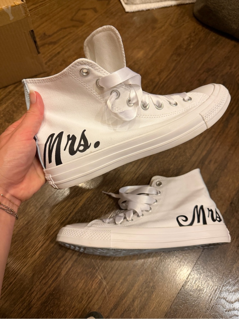Mrs. Wedding Something Blue High Top Converse size 10